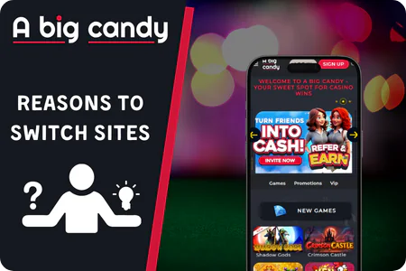 A player compares two casino lobbies on a laptop before opening a second account alongside A Big Candy Casino.